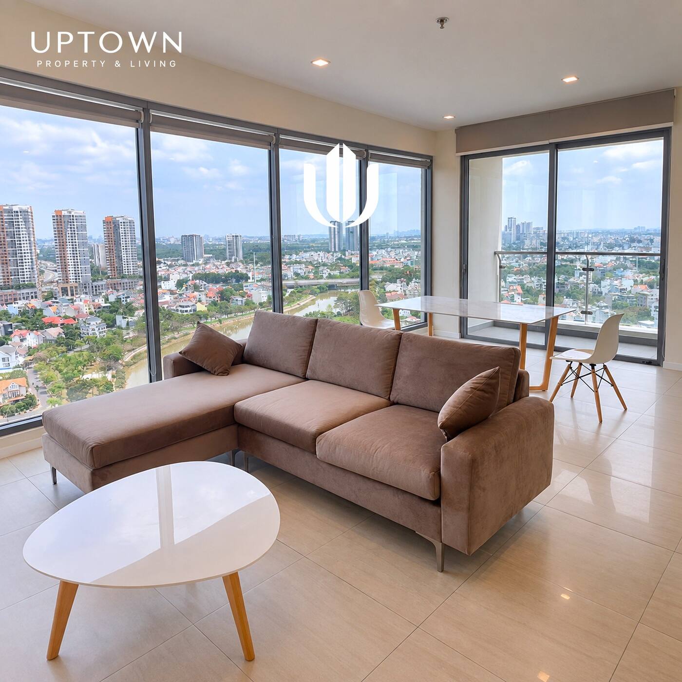 Cho thuê căn hộ 3PN Diamond Island 123m² tầng 21, view sông, nội thất đầy đủ