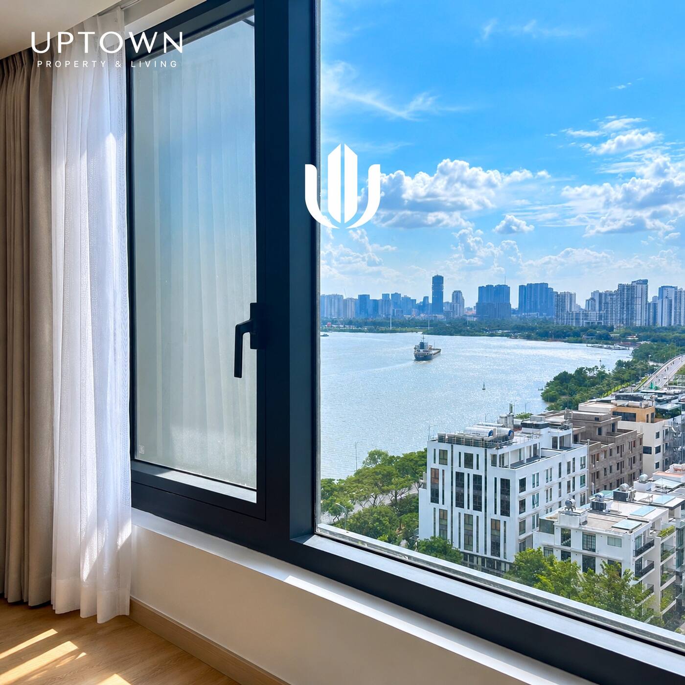Cho thuê căn hộ 2PN One Verandah 82m², view sông, nội thất cơ bản